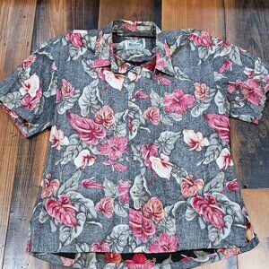 Men's Hawaiian Shirt / Vintage Rainbow Hawaii Inc. Hibiscus Flower Shirt Large